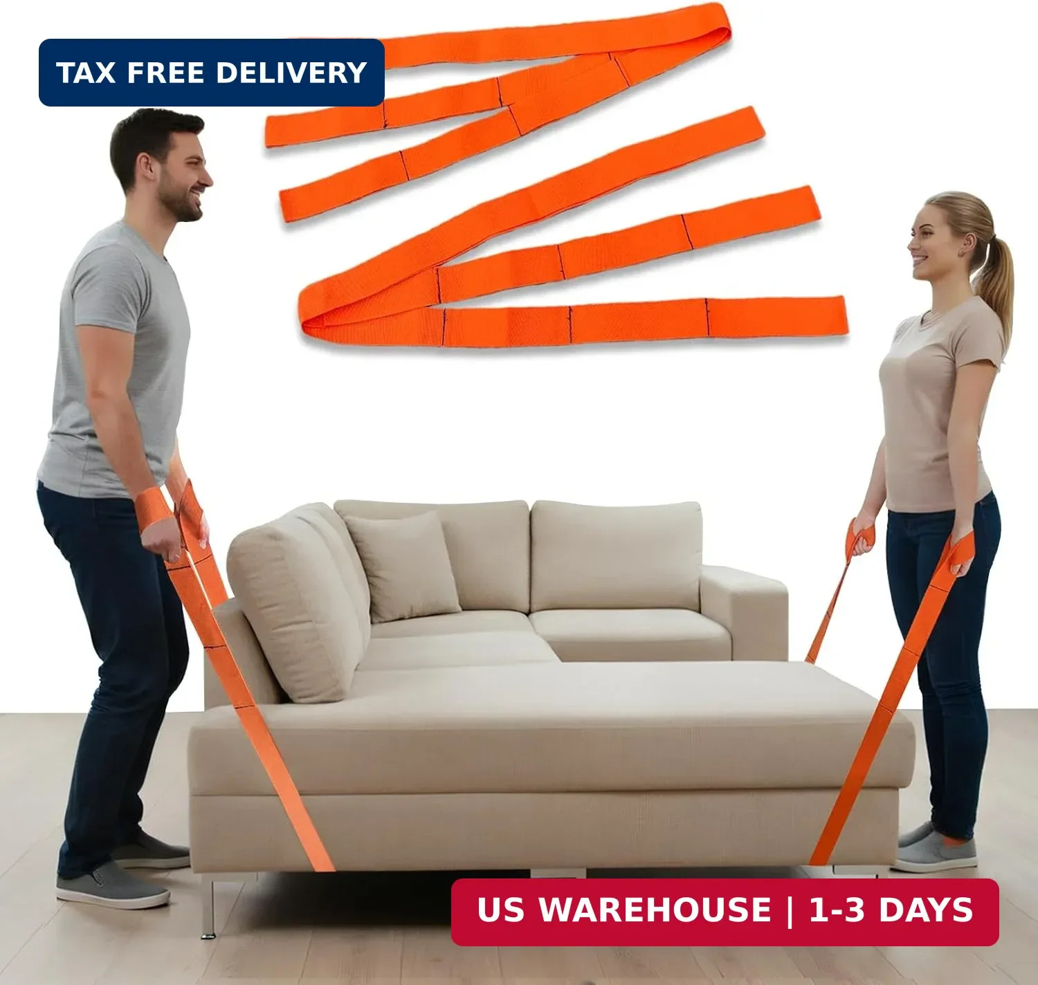 2-Pack Heavy Duty Furniture Moving Straps - for Moving Furniture, Appliances, an