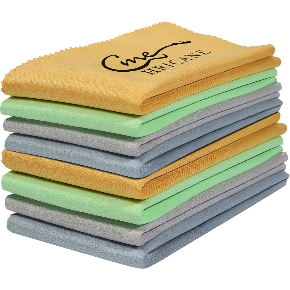 Ultrafine Fiber Suede Polishing Cloths 8-Pack 12x12 for Guitar Piano Violin