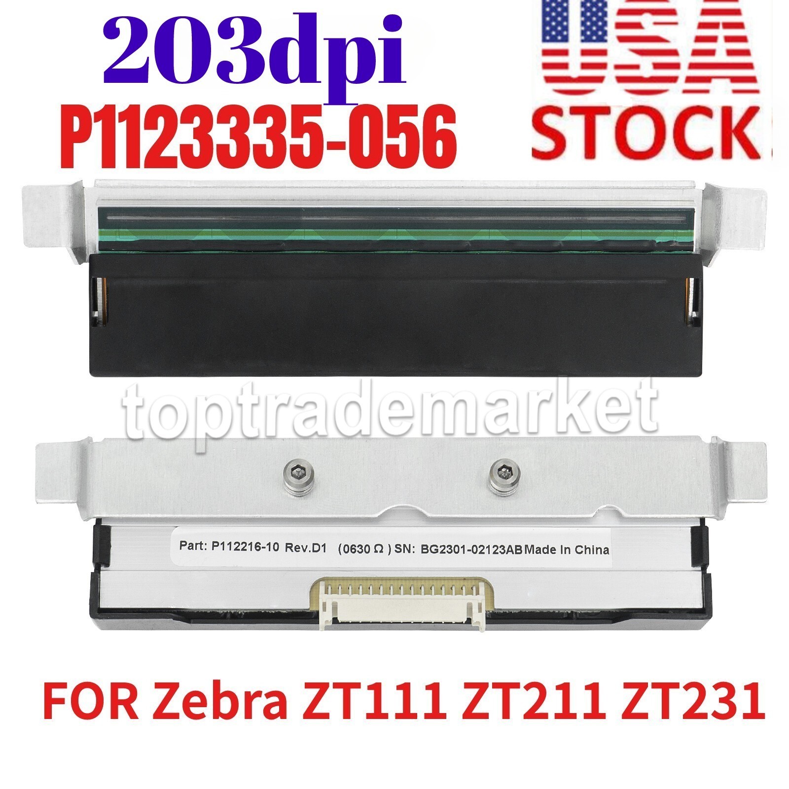 USA 203dpi Printhead for Zebra ZT231 ZT211 ZT111 Printer P1123335-056 NEW STOCK