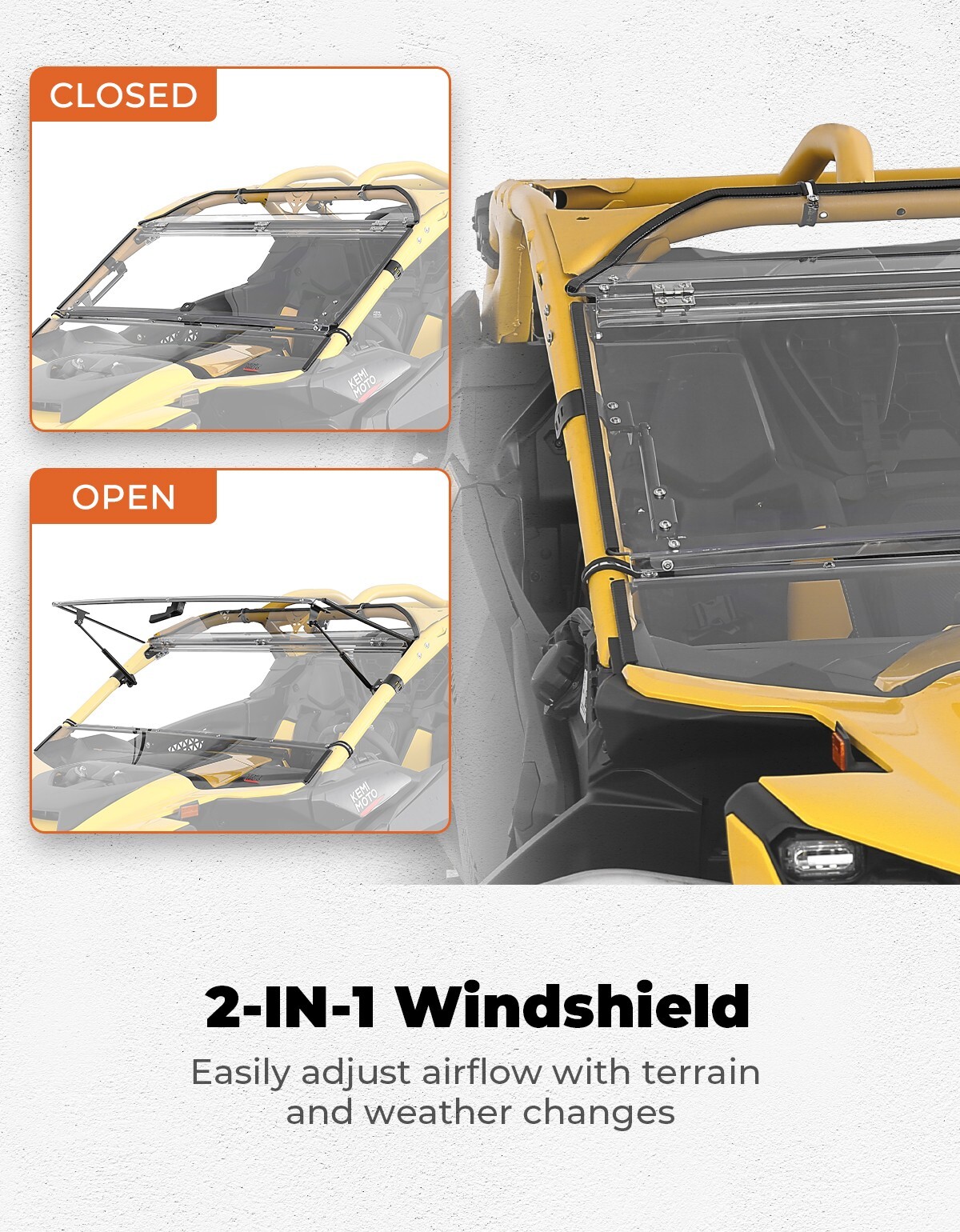 UTV Flip Windshield Scratch Resistant for Can Am Maverick R / Max 2024-2025