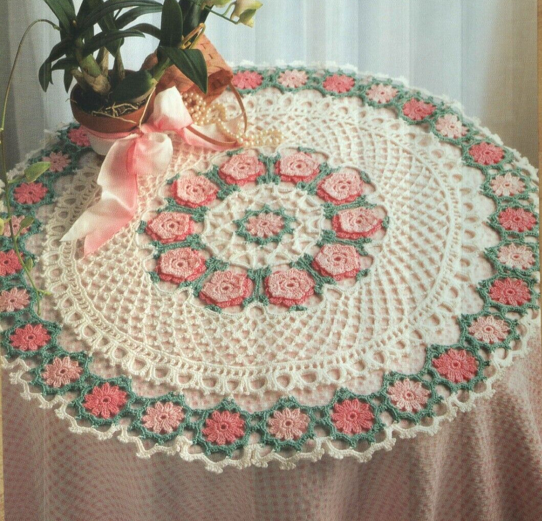 POSIES ON PARADE DOILY 20" HOME DECOR CROCHET PATTERN INSTRUCTIONS
