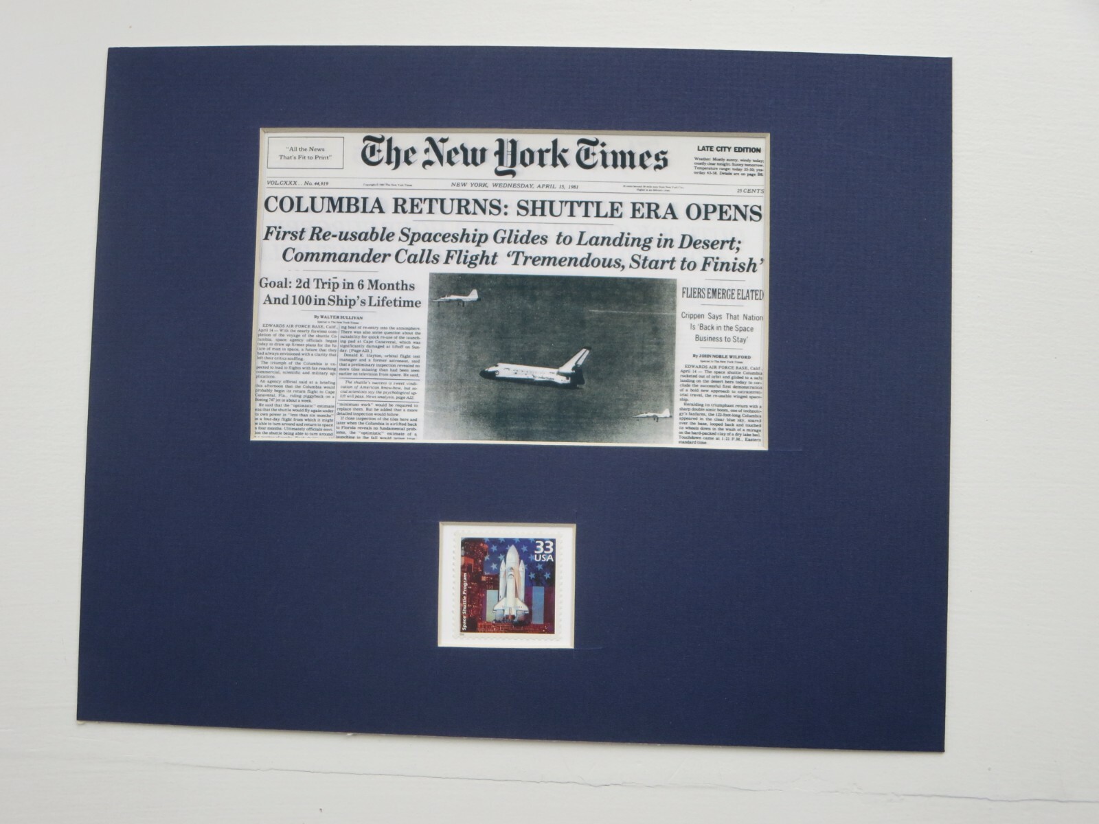 Columbia, the first US Space Shuttle launched into Space & its own stamp