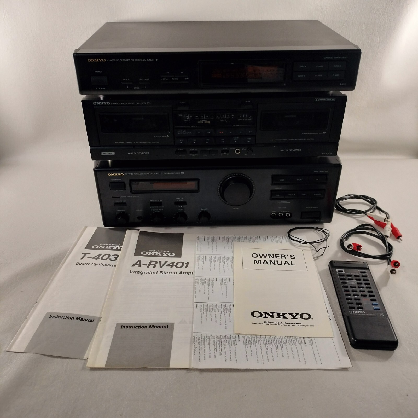 Onkyo Receiver A-RV401 Amplifier TA-RW400 Cassette T-403 W/ Remote Bundle