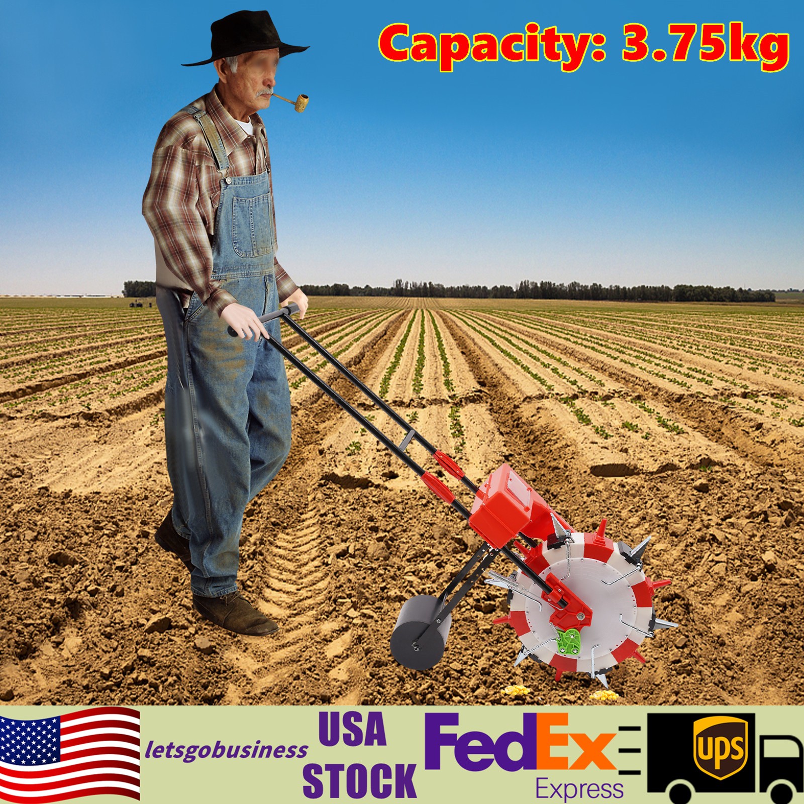 6-Nozzles Manual Seeding Machine Hand-Push Seeder Row Crop Planter Walk-Behind