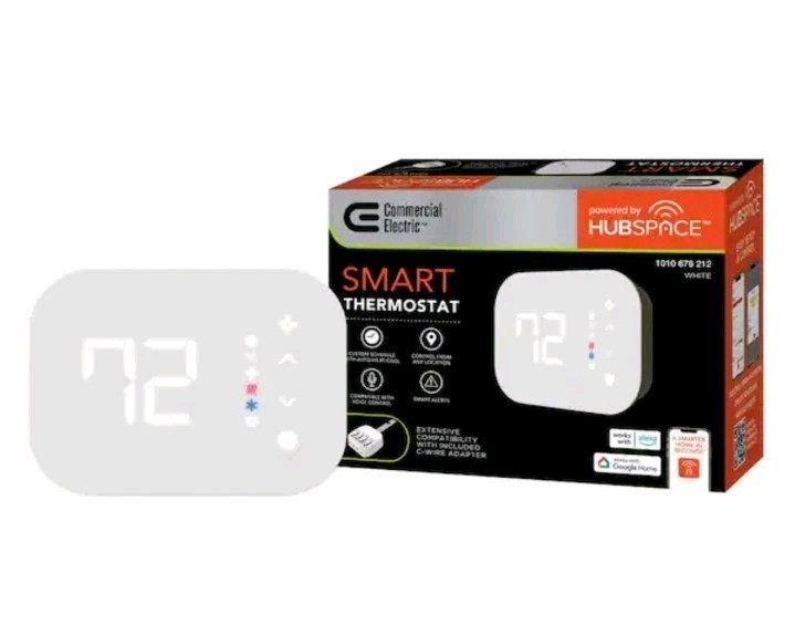 Commercial Electric Hubspace Wi-Fi/BTooth Enabled Smart Programmable Thermostat