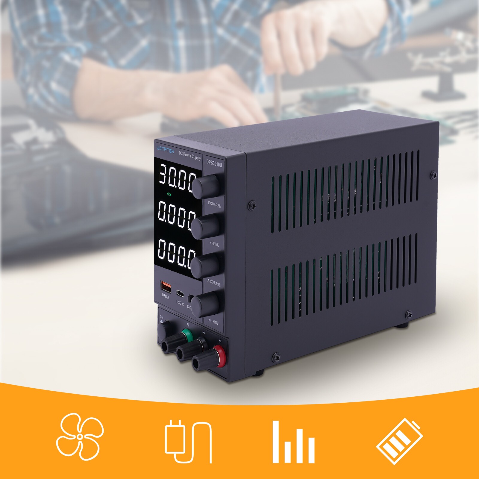 DC 0-30V 0-10A Power Supply Lab Variable Adjustable Regulated Bench Switching