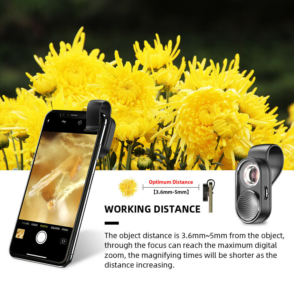 Pocket 100X Microscope Lens Mobile Phone High-Magnification LED Light For iPhone