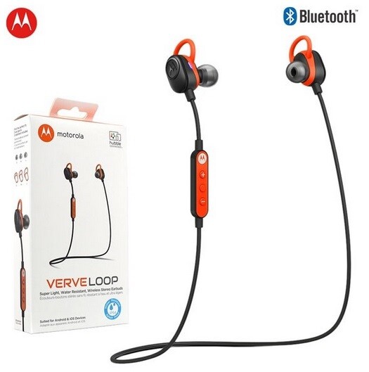 Motorola Verve Loop Wireless Waterproof Stereo Earbuds - Orange/Black