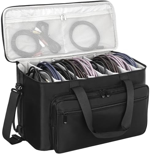 Large Travel Gig Band Cable File Bag With Detachable Dividers,DJ Cord Organizer