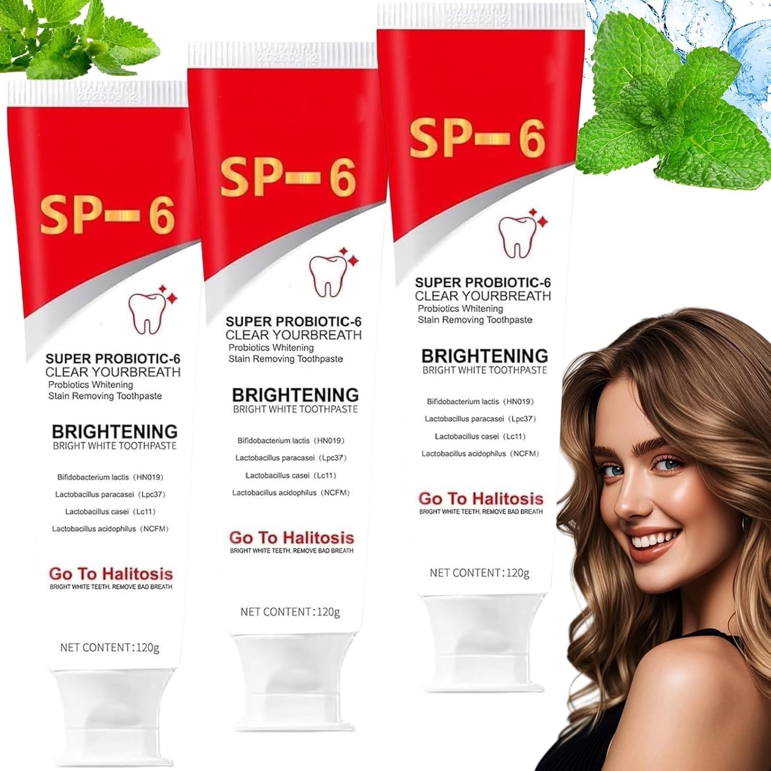 3Pcs Sp-6 Ultra Whitening Toothpaste，Super Probiotic SP-6 Toothpaste， Deep Clean