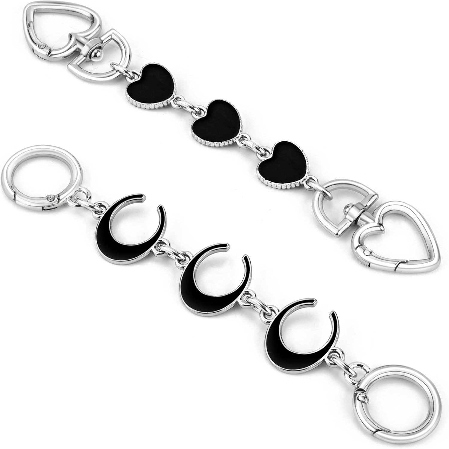 2Pcs Purse Extender Chain Silver Bag Extender Chain Heart Moon Purse Strap Exten