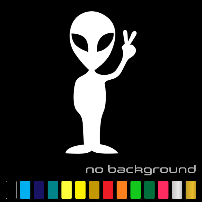 Alien Sticker Vinyl Decal - UFO Space Peace Sci Fi Funny Car Window Bumper Decor