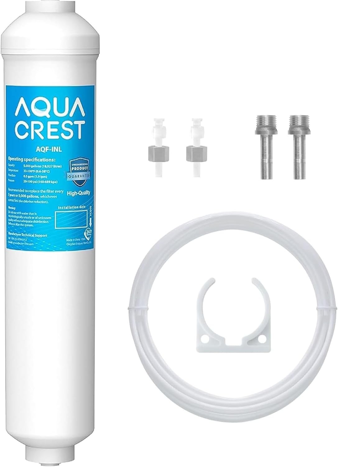 AQUA CREST Inline Water Filter for Refrigerator,Ice Maker,Under Sink System
