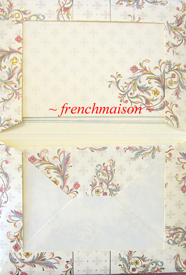 Gift Set 10 Italian Blank PAPER+ENVELOPE Gold/Multicolor Scrolls Floral New Gift
