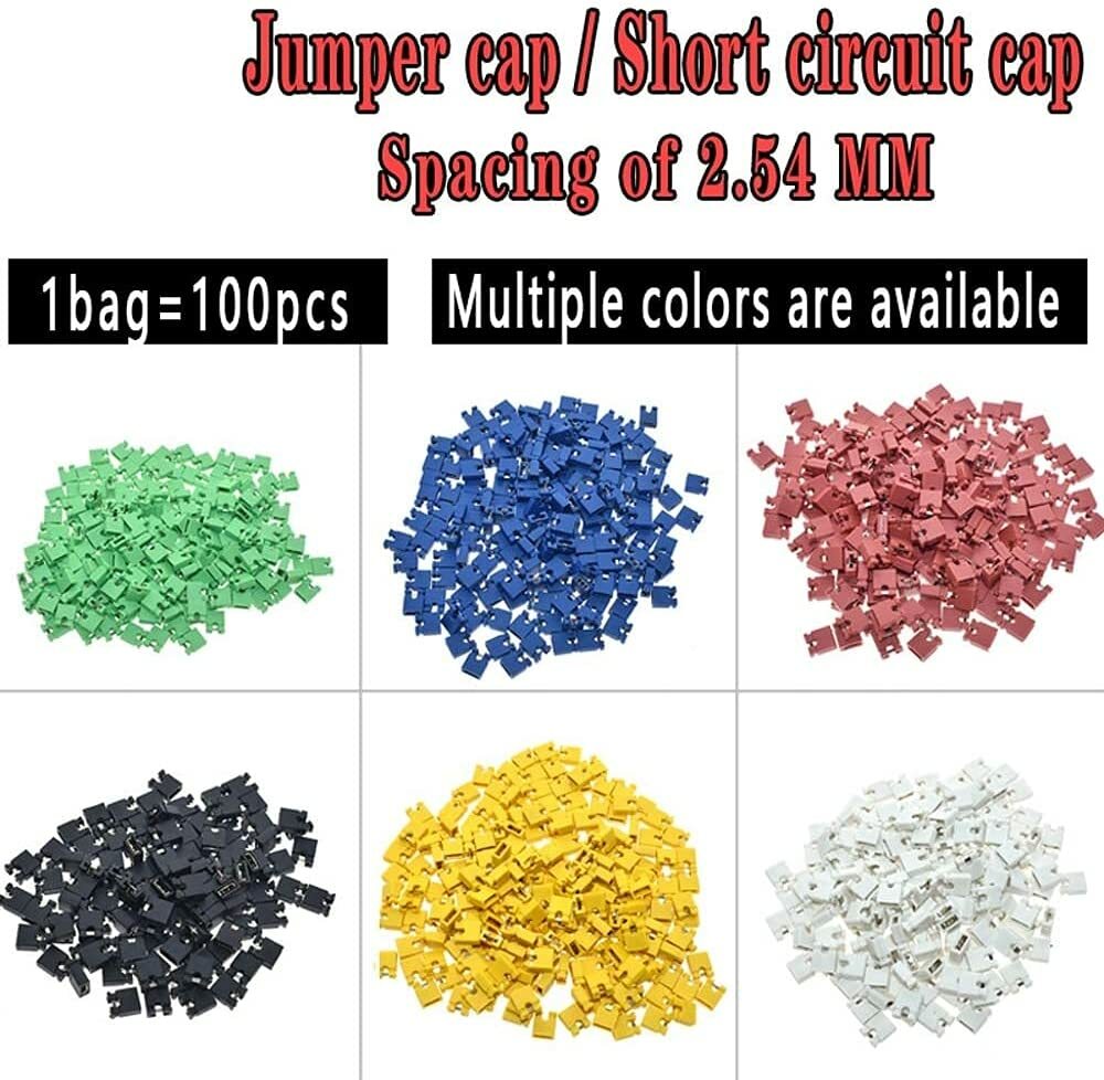 100PC Mini Micro 2.54mm Standard PCB Shunts Short Jumper wire Caps 6 COLOR