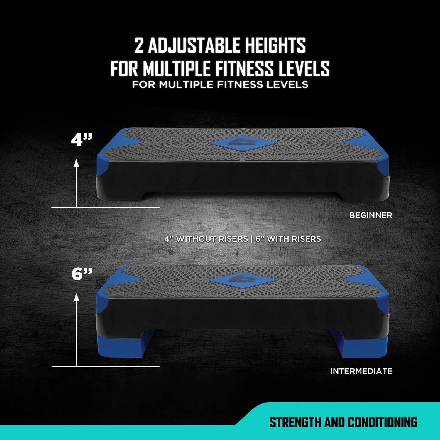 Aerobic Step Platform with Non-Slip Textured Surface -2-Level Adjustable Stepper