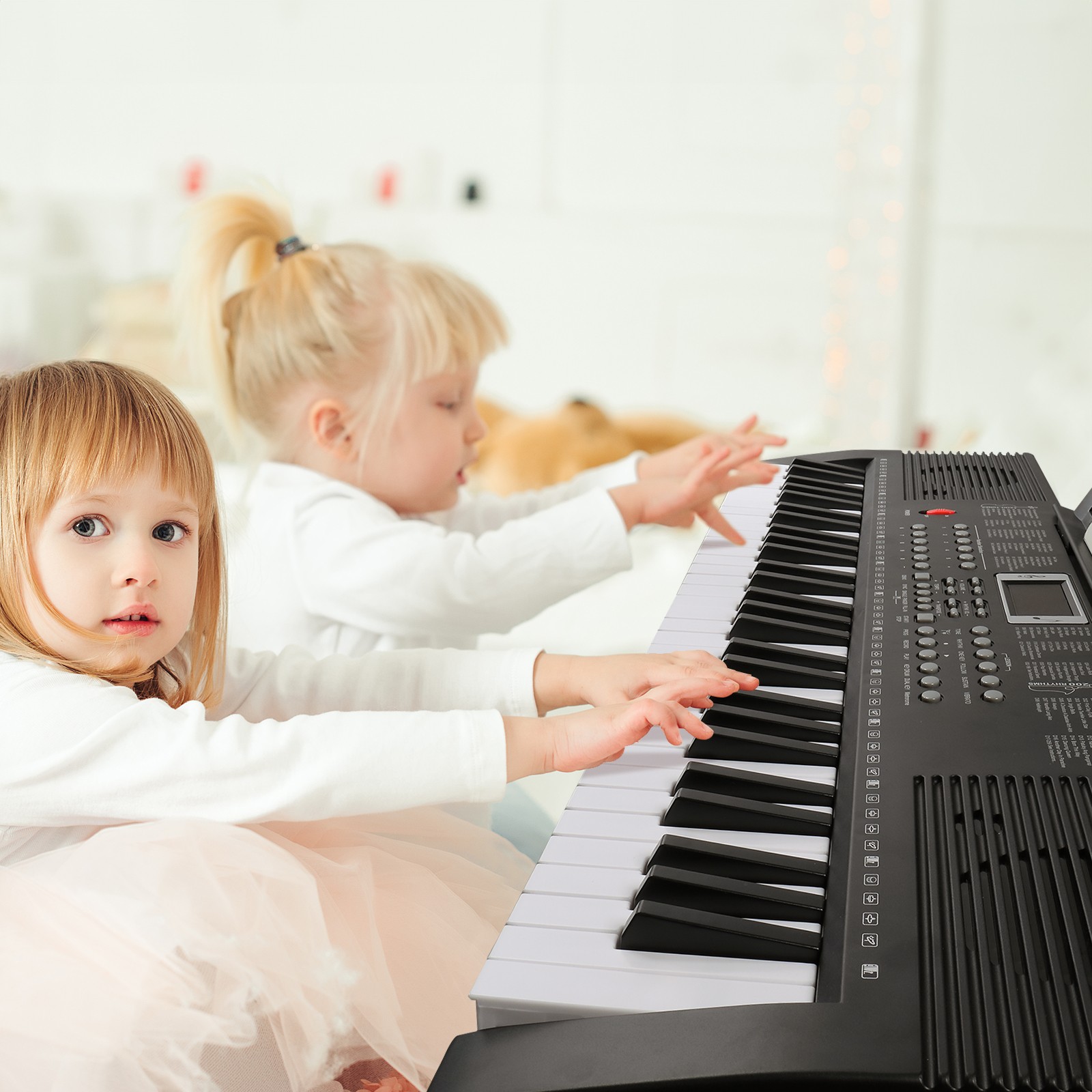 61 Key Piano Keyboard with Adjustable Stand,Bench,Led Screen Display