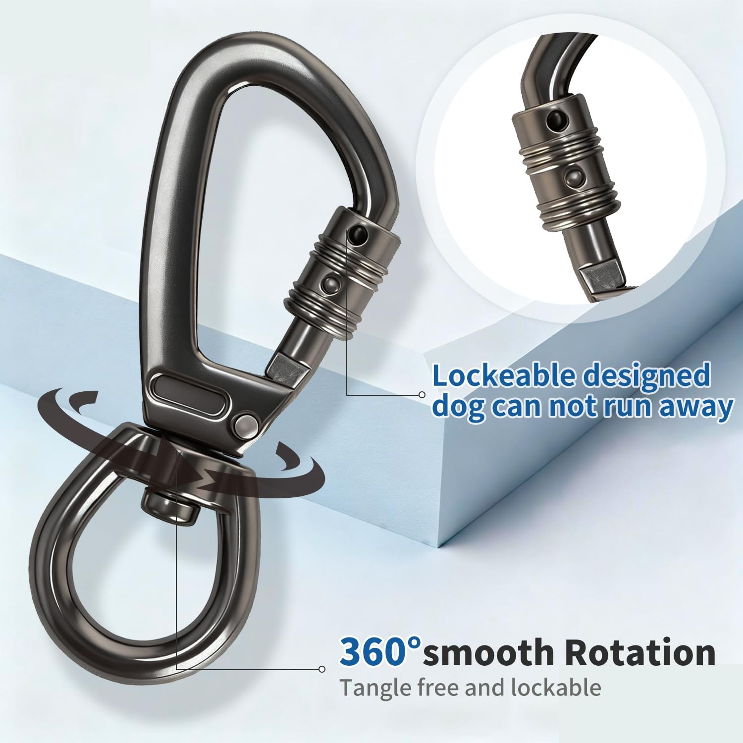 Locking Clip with Swivel, 2PCS Heavy Duty Secure Hook for Dog Leash, Harness,...