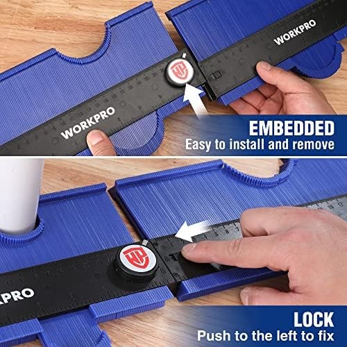 WORKPRO Connectable Contour Gauge (10+10 Inch), Profile Duplicator with Lock,...