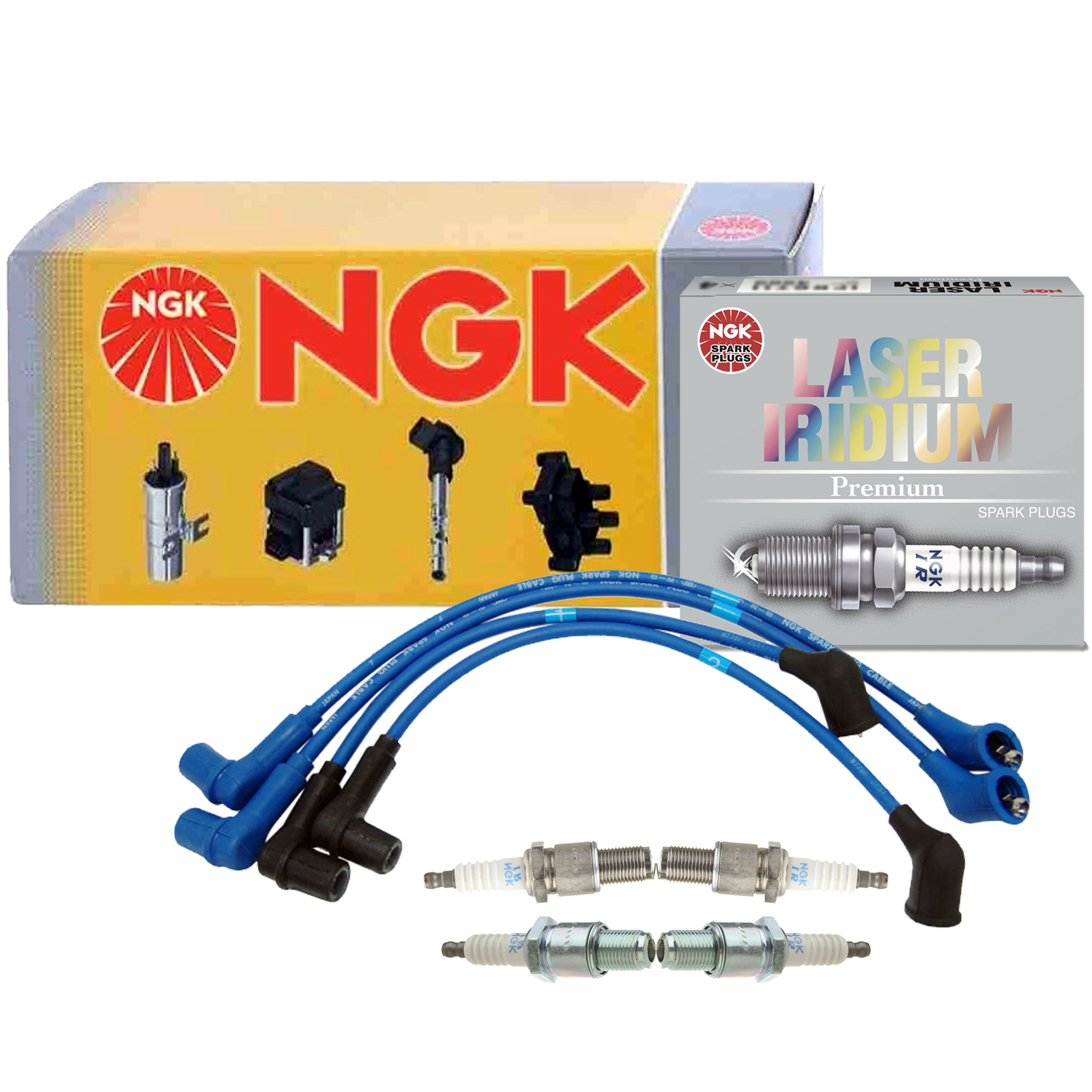 NGK ZE81 Spark Plug Wires and 4 Laser Iridium Spark Plugs Kit For Mazda RX-8