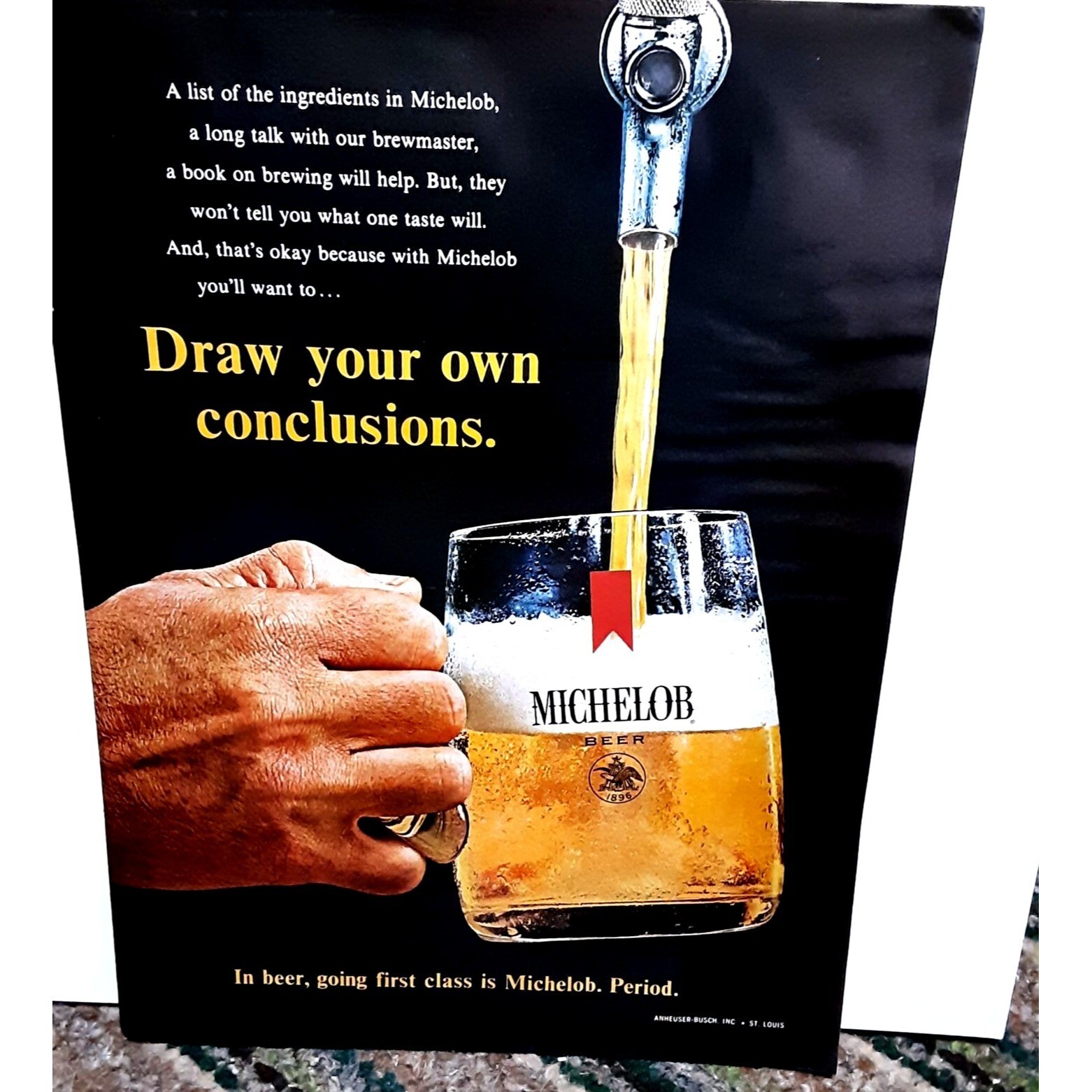 Vintage Michelob Beer Going First Class 1968 Original Ad empherma