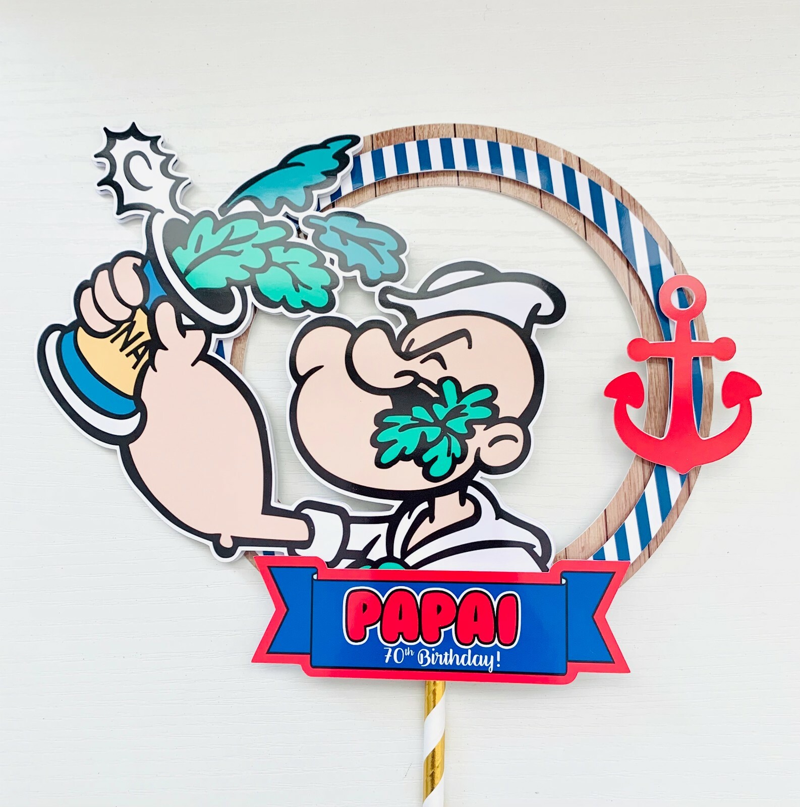 Personalized Popeye the Sailor Cake Topper