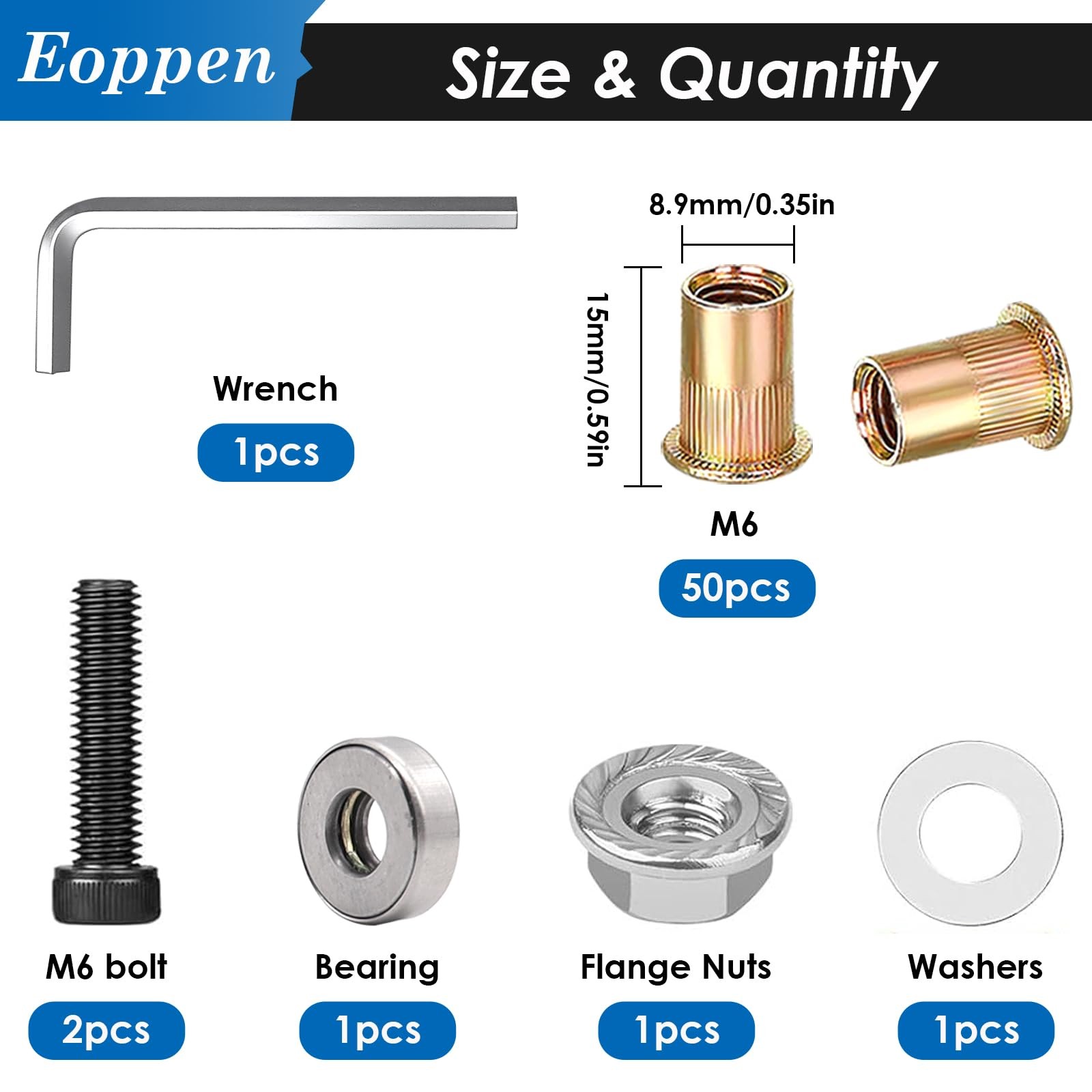 Eoppen 50Pcs M6 Rivet Nuts with Hand Nut Tool, Tool