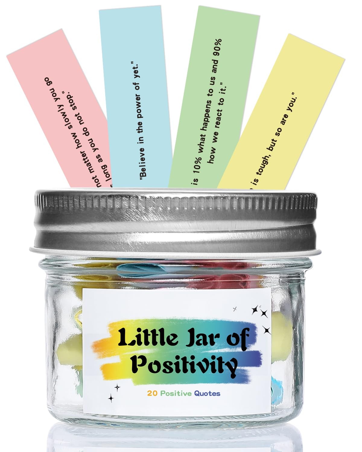 20 Positive Messages - Mini Jar of Positivity - 3.4 Ounces, Colorful-Positive