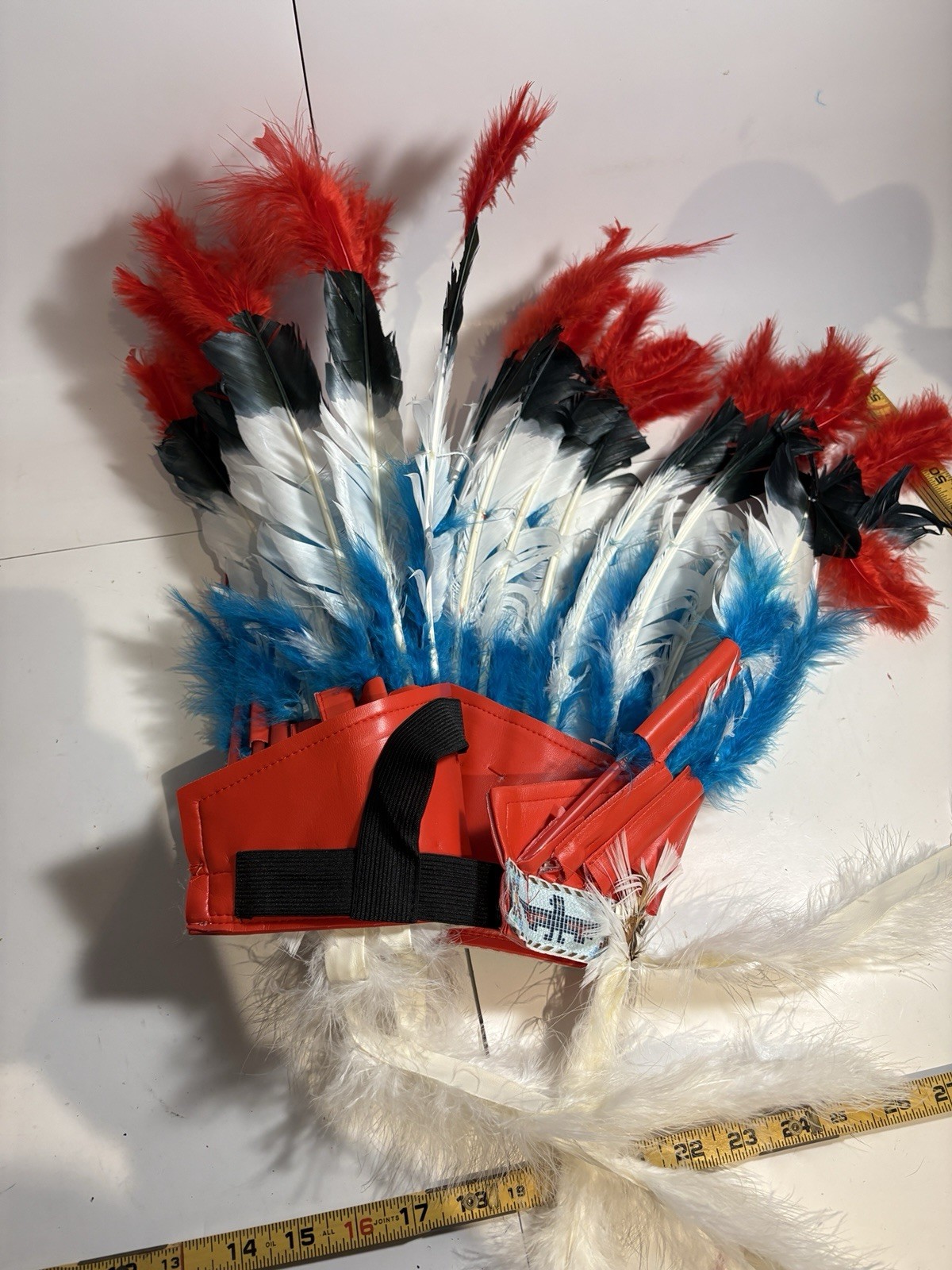 Blue and Red Feather Costume Headdress
