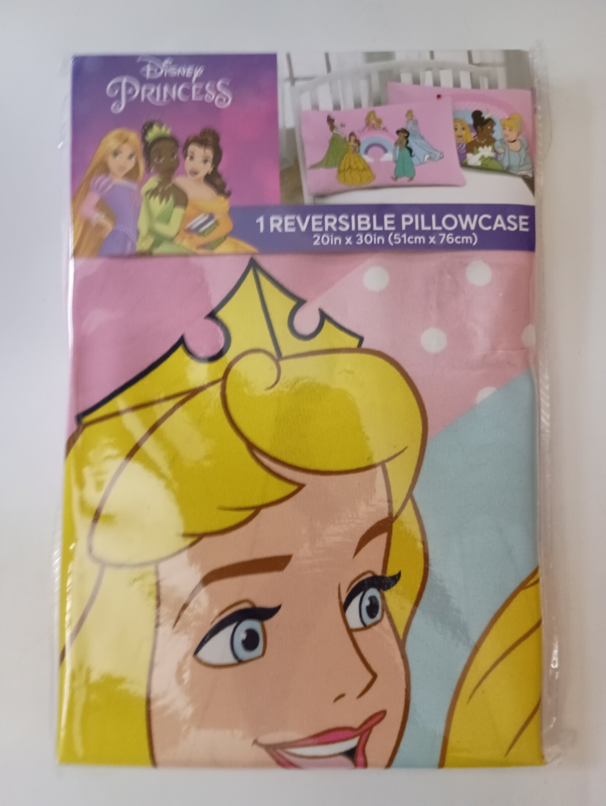 NEW Disney Princess Reversible Pillowcase 20" x 30" NIP New
