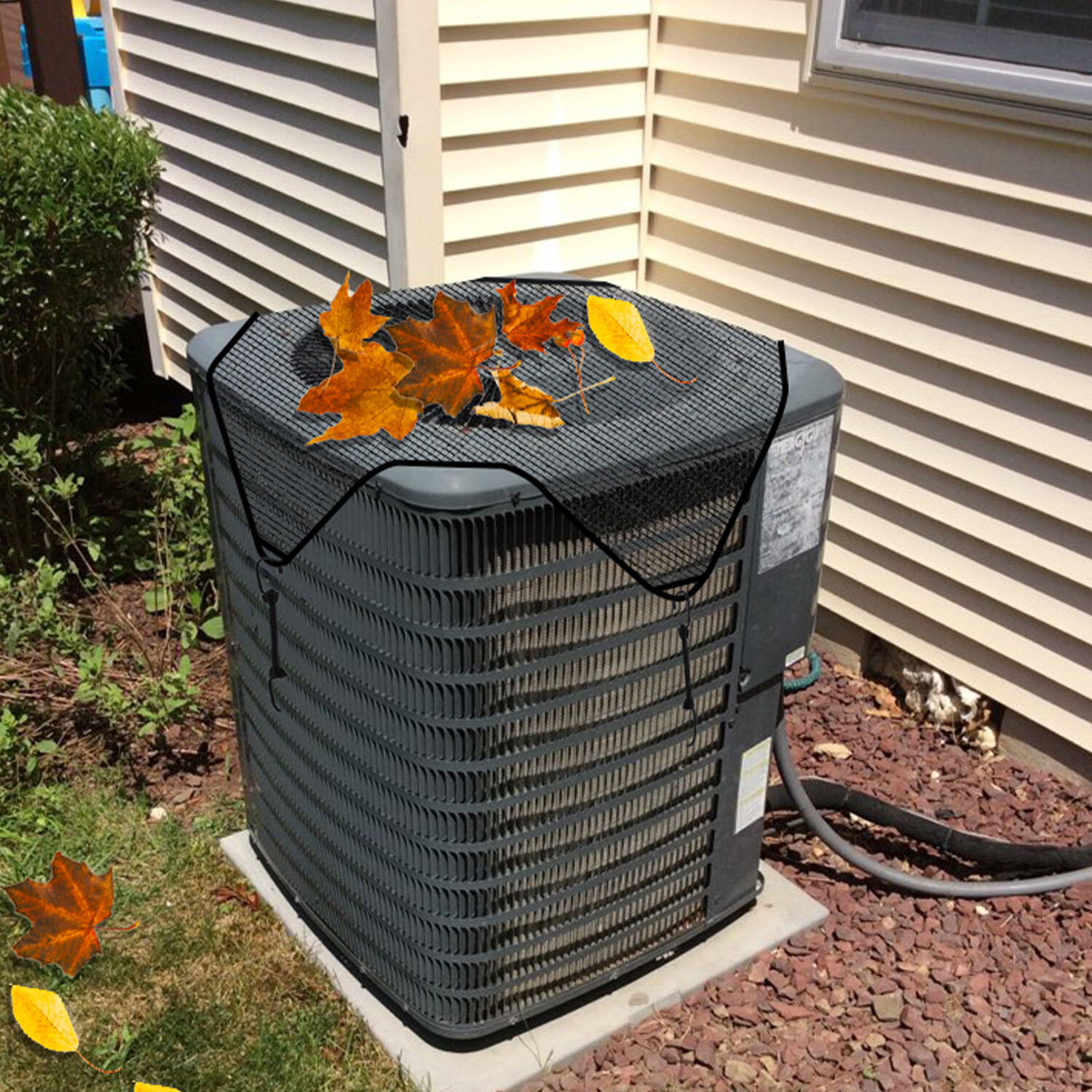 Outside Air Conditioner Mesh Cover Vinyl for Units AC Top Protector at Summer