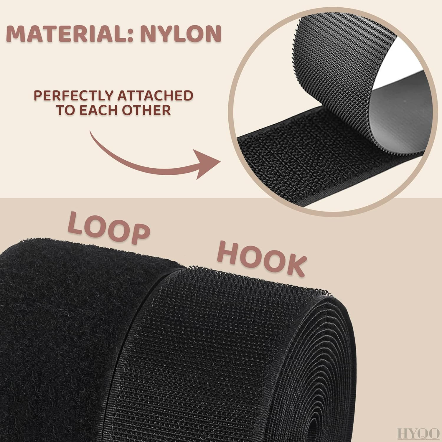 4 Inch Hook and Loop Tape Black (4"X12") – Non Adhesive Strips for Quick & Easy