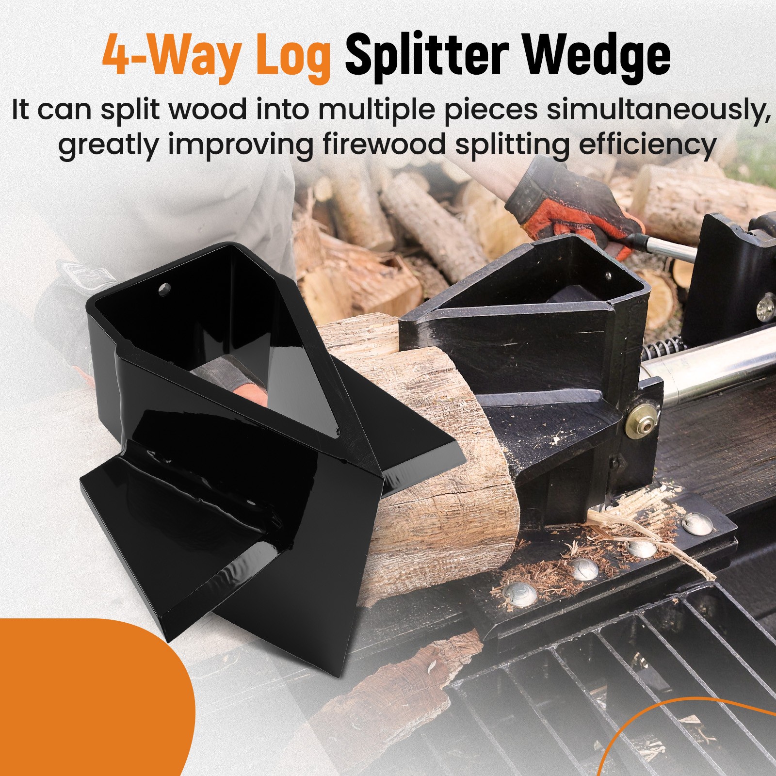 4 Way Wedge for Swisher Log Splitter 22 28 34 Ton Steel Powder Coated