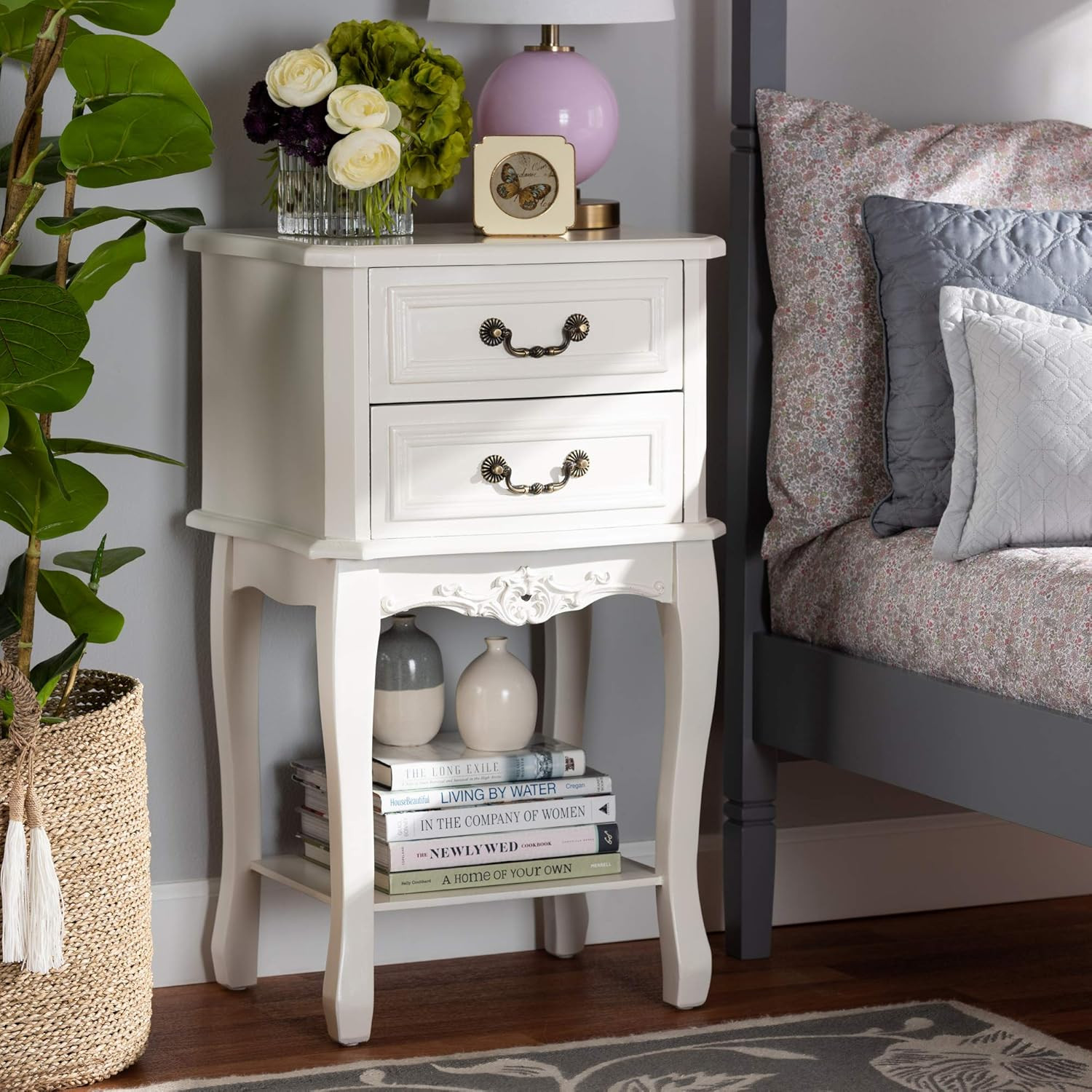 Nightstands, White/Brass