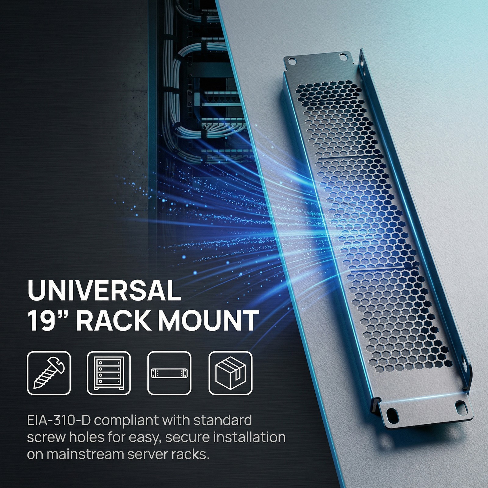 1U/2U Vented Blank Rack Mount Panel Server Network Spacer 19in cabinet