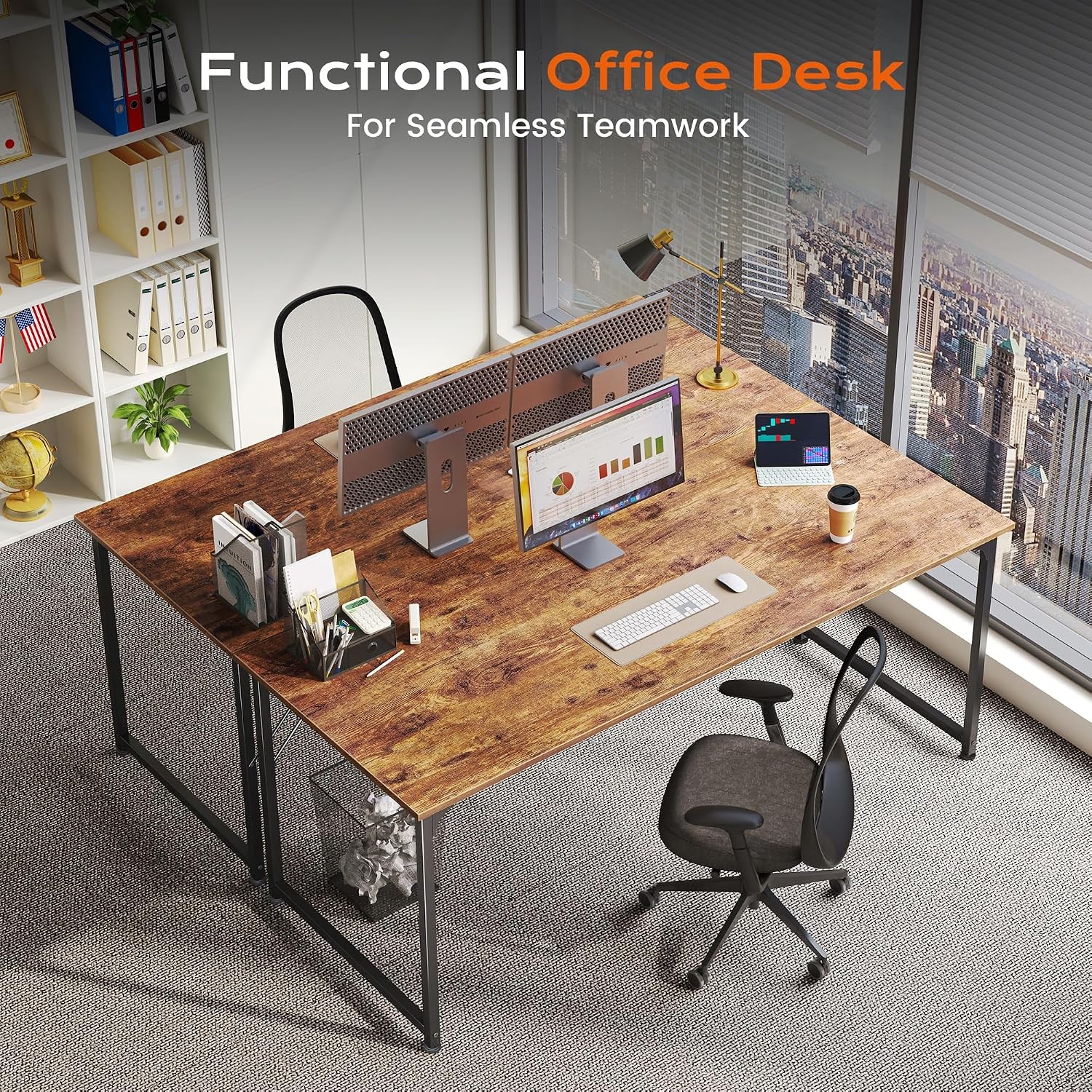 55 X 24 Inch Computer Desk with Deeper Desktop, Gaming Office Writing Work