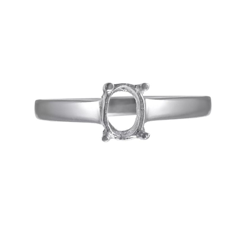 Semi Mount Ring Stone Setting Size 6x4 MM Oval Shape 925 Sterling Silver Ring
