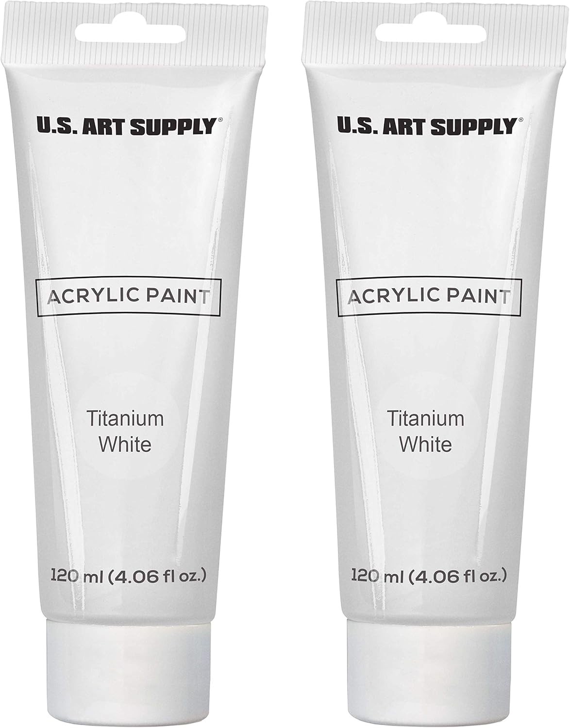 U.S. Art Supply Artists Acrylic Color Paint, 4.06 Fl Oz (Pack of 2), White