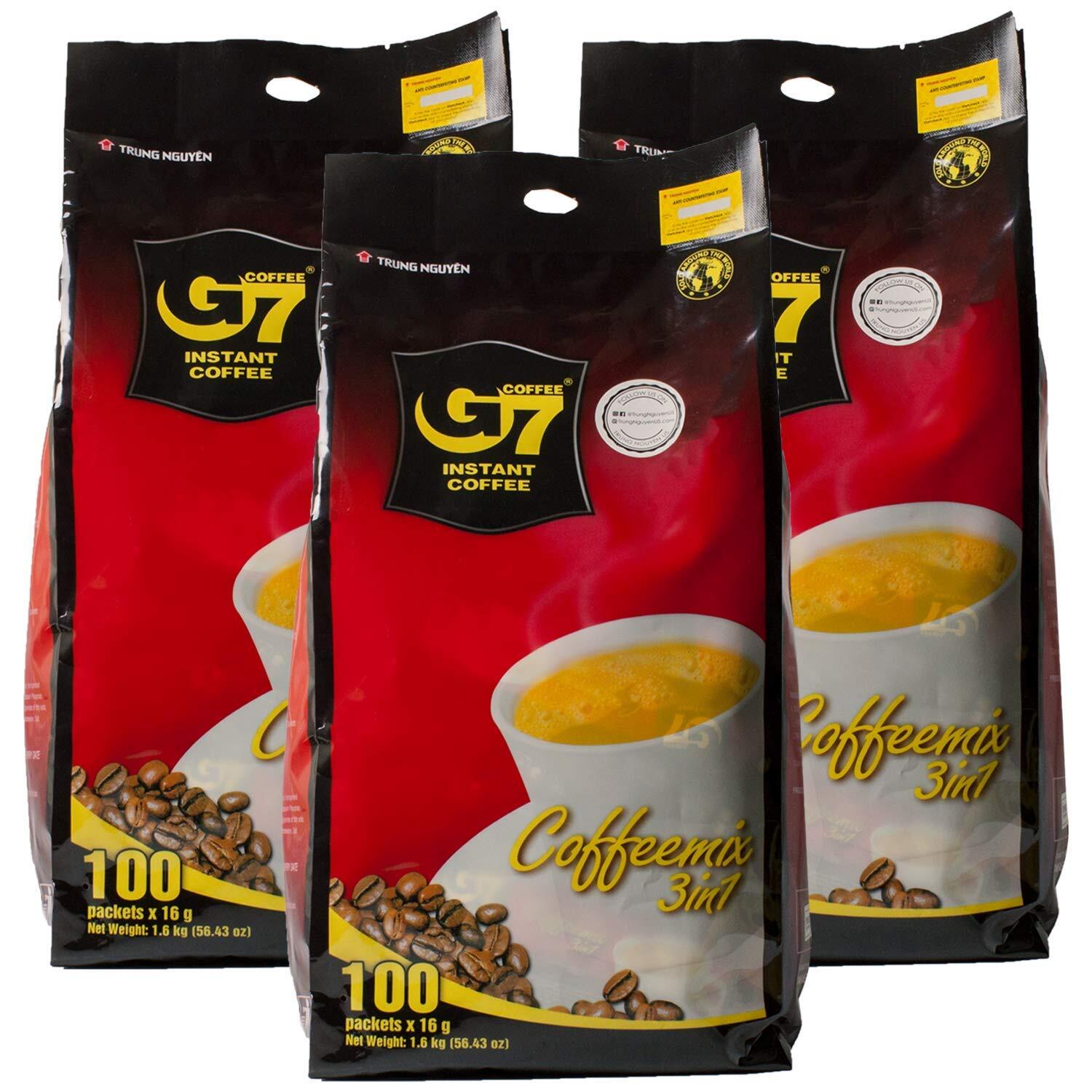 Trung Nguyen G7 Instant Coffee 3 in 1 Pack of 3 100 Single Serve Stick Packs