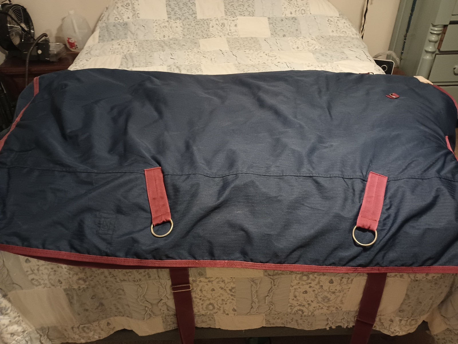Ozark Leather Blue/Red Winter Horse Blanket 80"