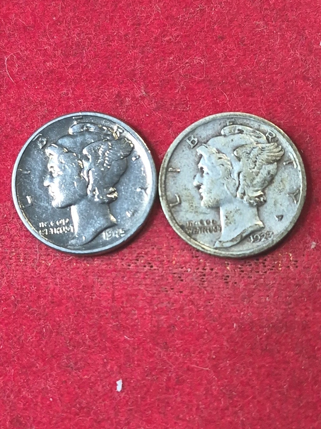 1923/45p Mercury Dime Lot Of 2. VF Nice Strikes. 90%. #E