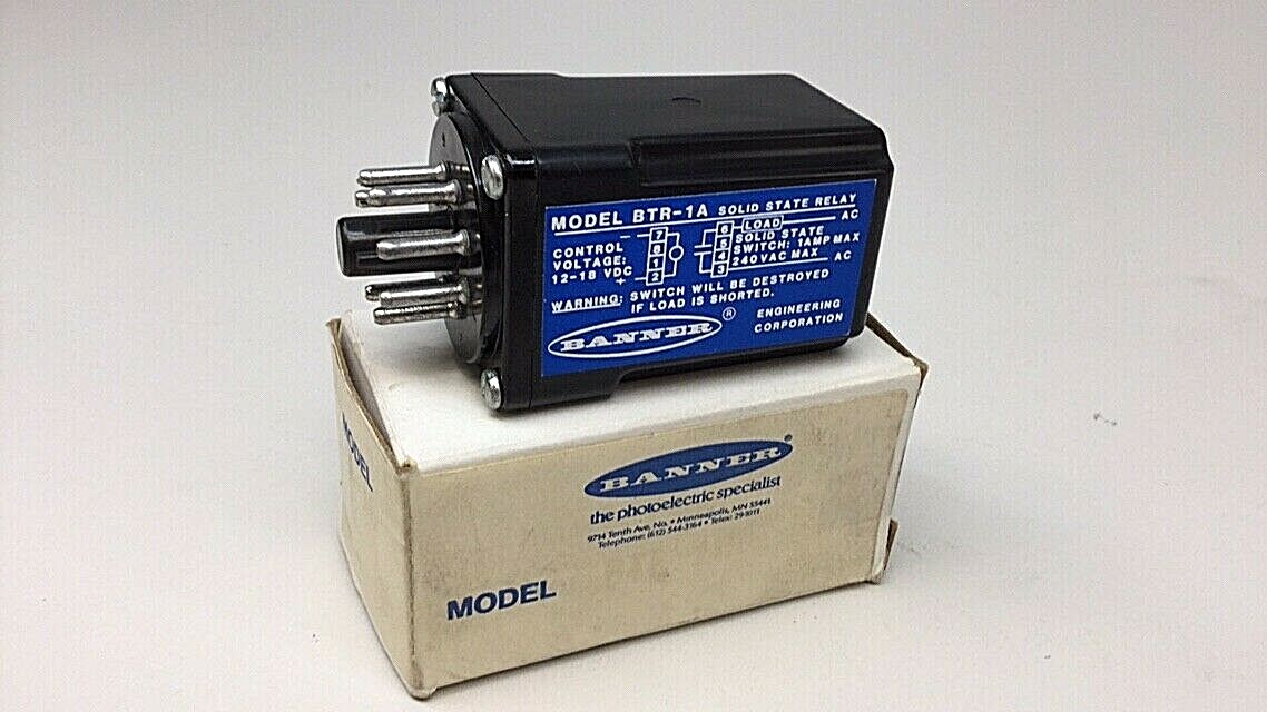 Banner BTR-1A Solid State Relay 8 Pin 12-18 VDC 240 VAC Max