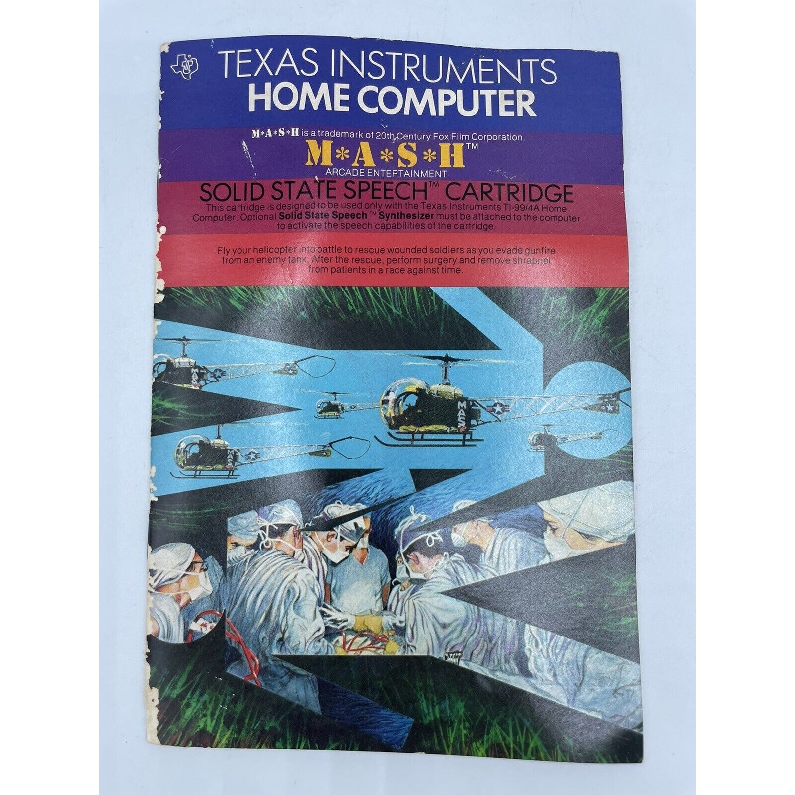 Vintage 1983 MASH TI-99/4A Computer Arcade Game Manual Only Texas Instruments
