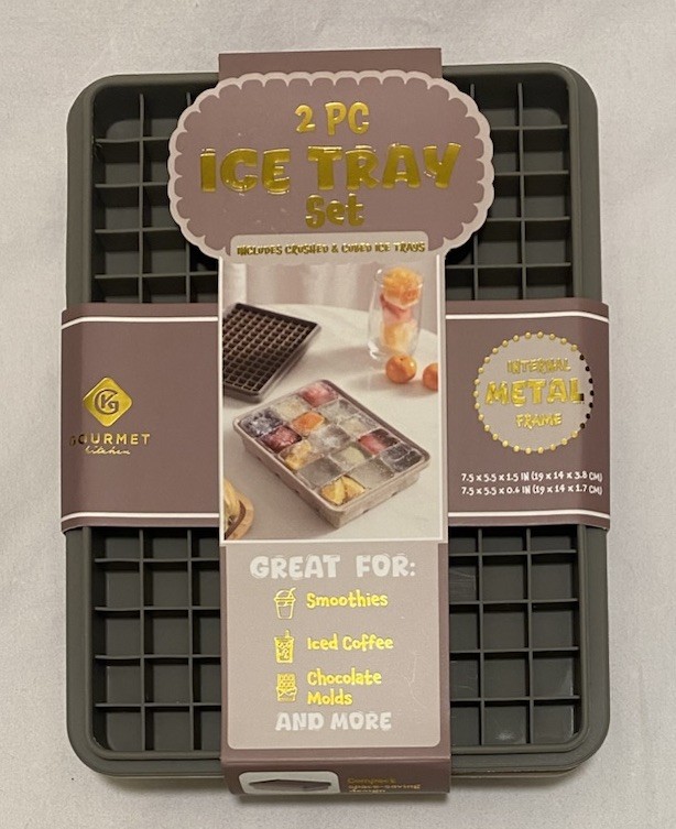 Gourmet Kitchen 2pc Ice Cube Tray Set-15 Ice Cubes Brown Silicone BPA Free NEW