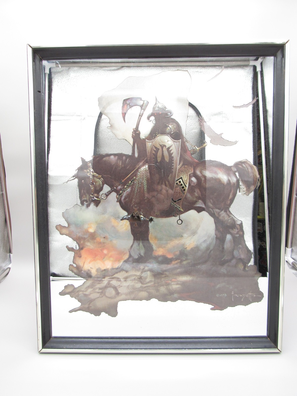 Frank Frazetta "The Death Dealer" Framed Art Mirror by Pleasure Mirrors 1973