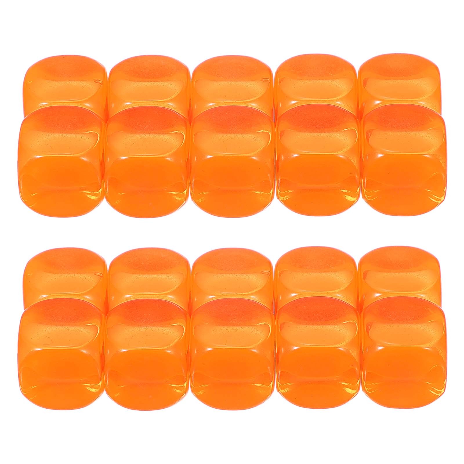 16 mm Clear Dice Blank 100 Pcs Rounded Corner with Smoothed Surface Orange