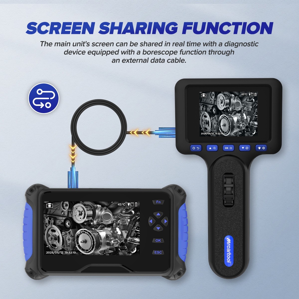Two-Way Articulating Borescope with Light Industrial Endoscope Camera 6.25mm
