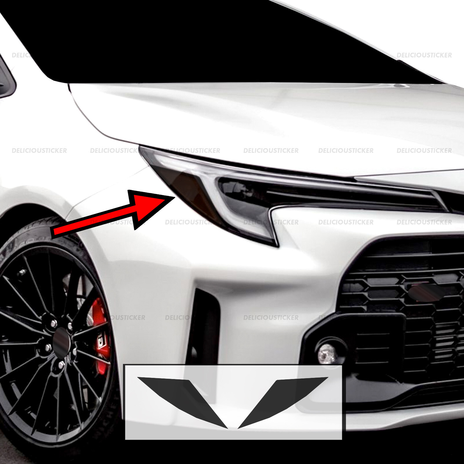 Fits 2023-2025 GR Corolla Smoke Headlight Front Side Overlay Tint Vinyl Decals