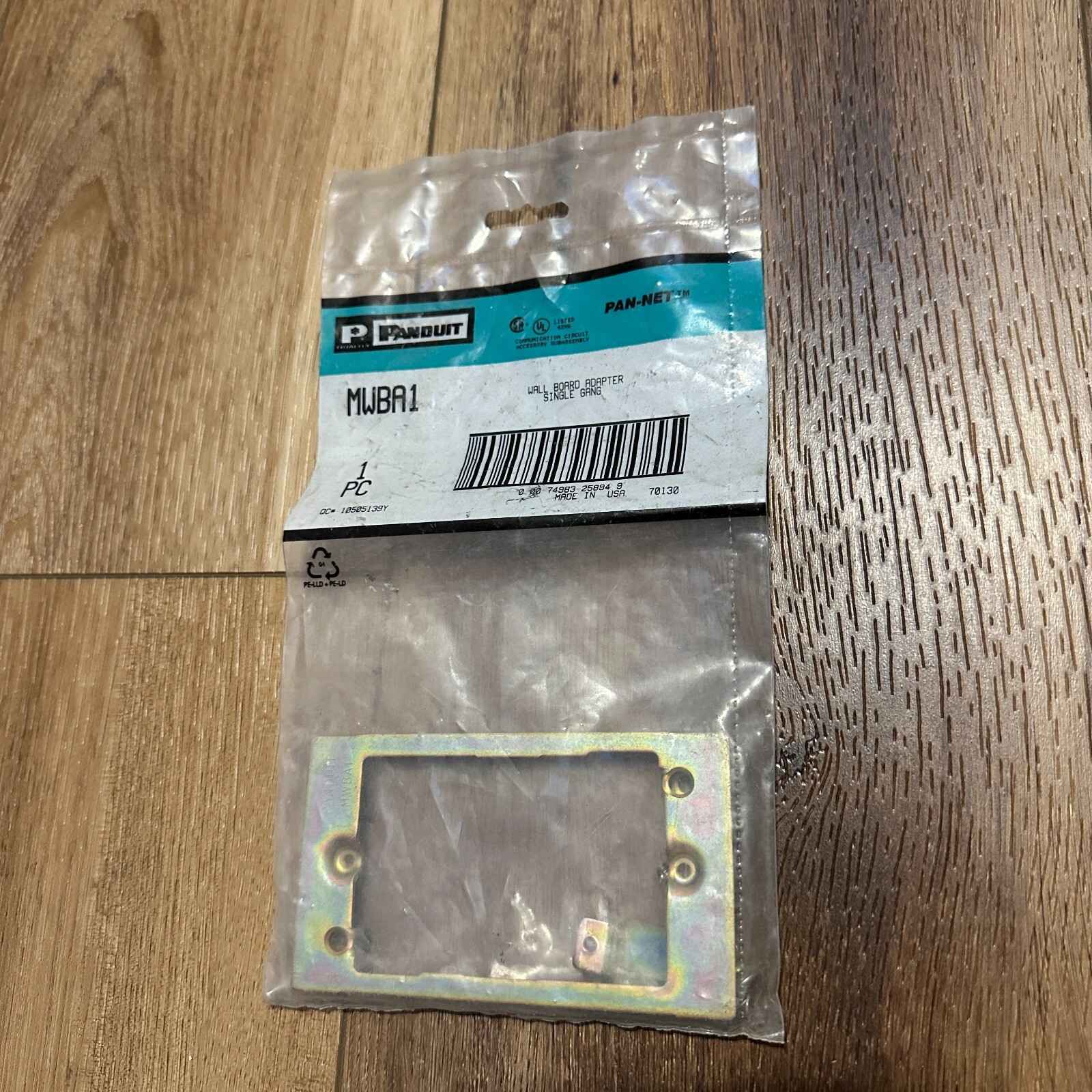 Lot of 6 PANDUIT MWBA1 Wall Board Adapter Single Gang Zinc Coated Steel