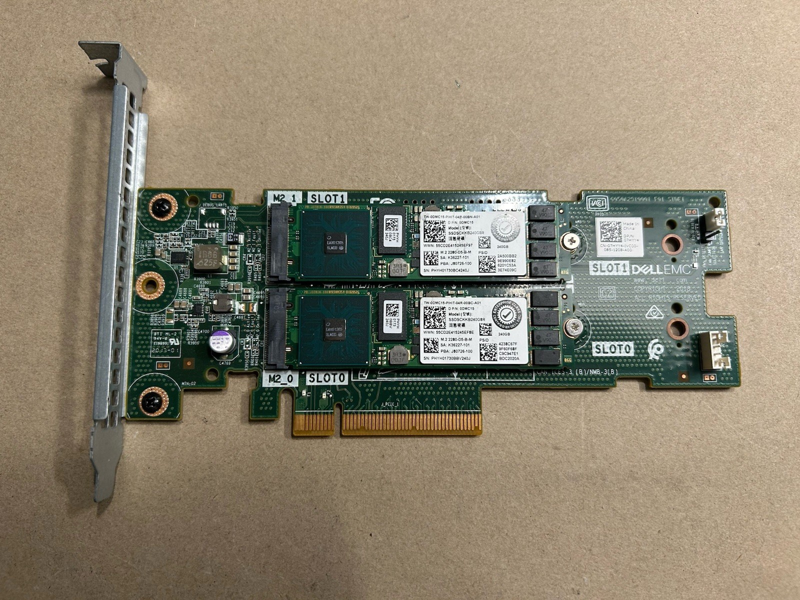 Dell 7HYY4 Boss Dual M.2 PCIe Adapter Card with 2x240GB SSD 0DMC15, High Profile